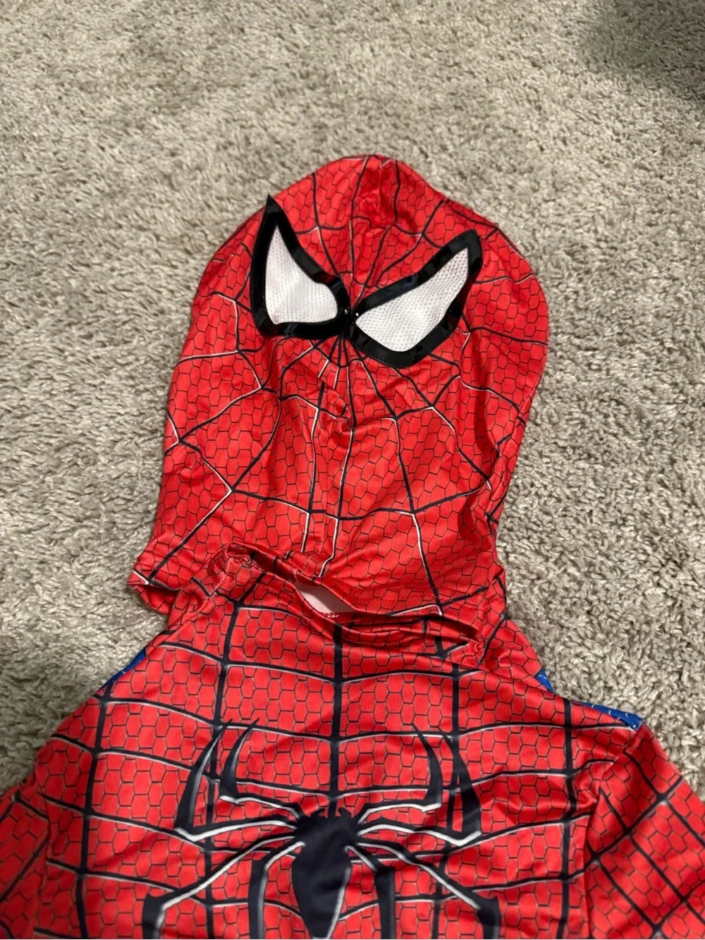 Kids Red & Blue Spider Superhero Costume Hoodie Jumpsuit